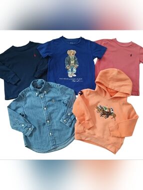 RALPH LAUREN BOYS SIZE 3T TEES, SHIRTS, SWEATER AND HOODIE BUNDLE!
